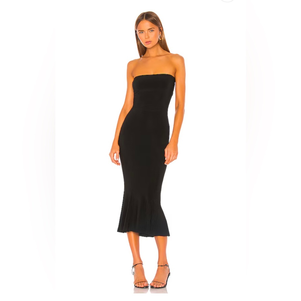 Strapless Fishtail Dress in Black by Norma Kamali in Small